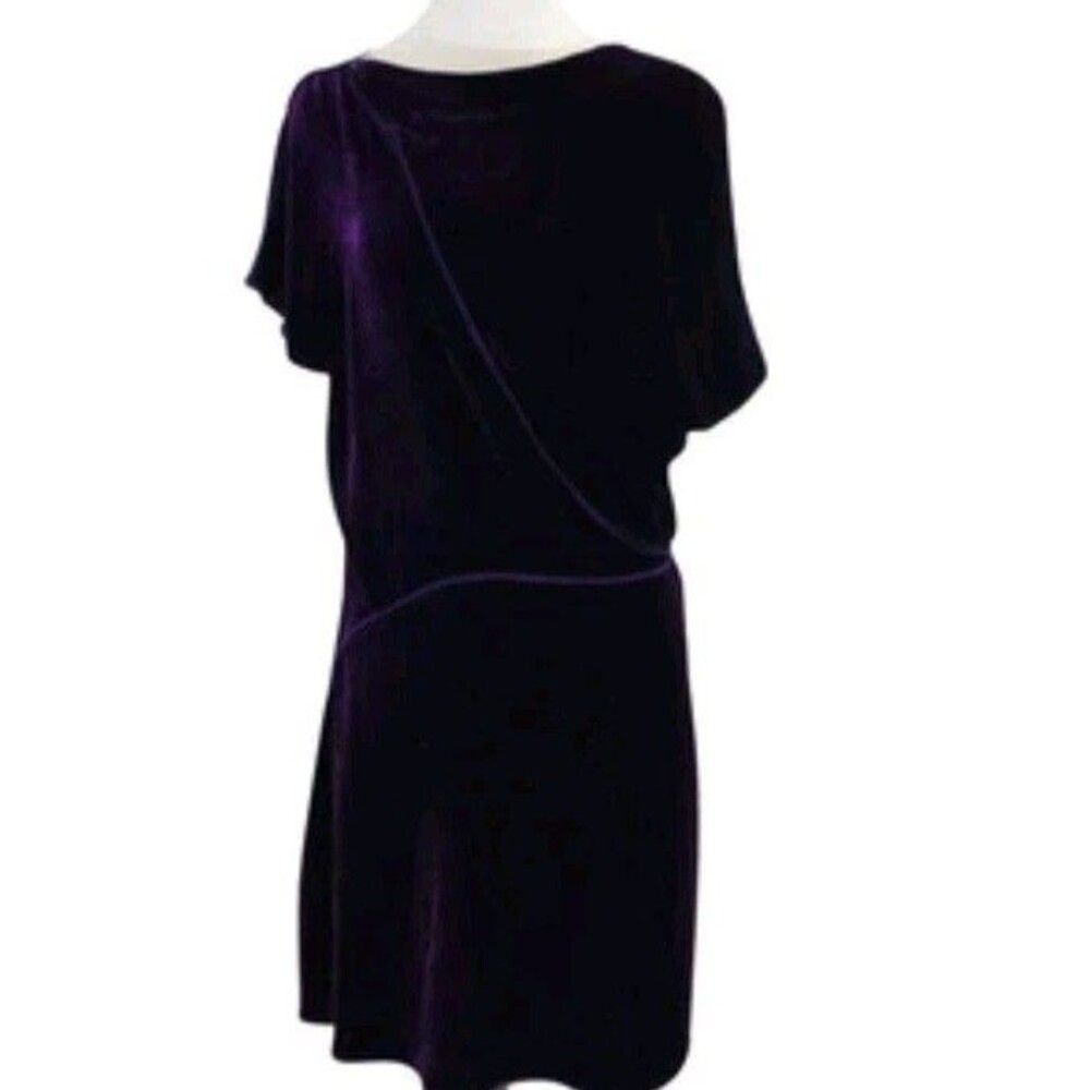 BCBGMAXAZRIA Dark Plum Velvet Asymmetrical Draped Dress XS NWT $198 Holiday...